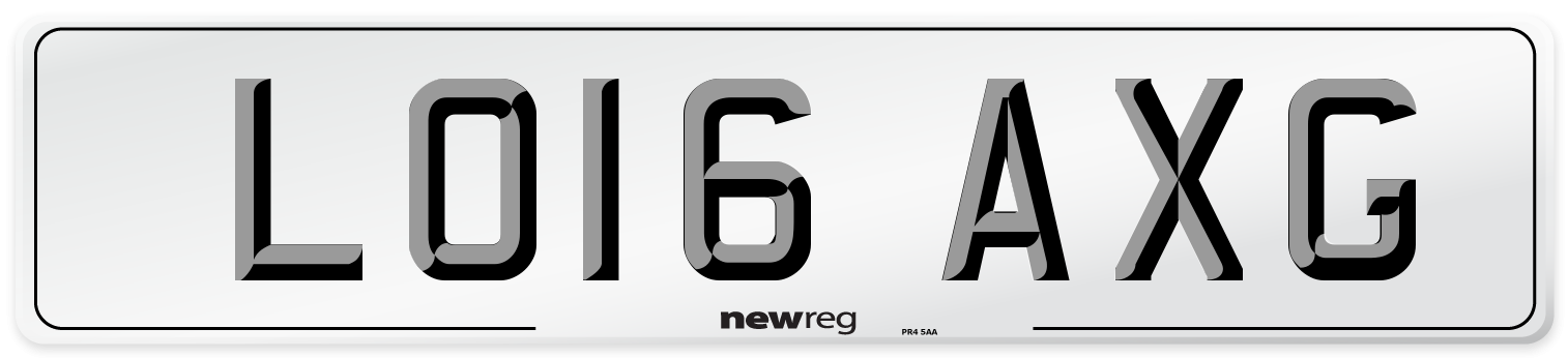 LO16 AXG Number Plate from New Reg